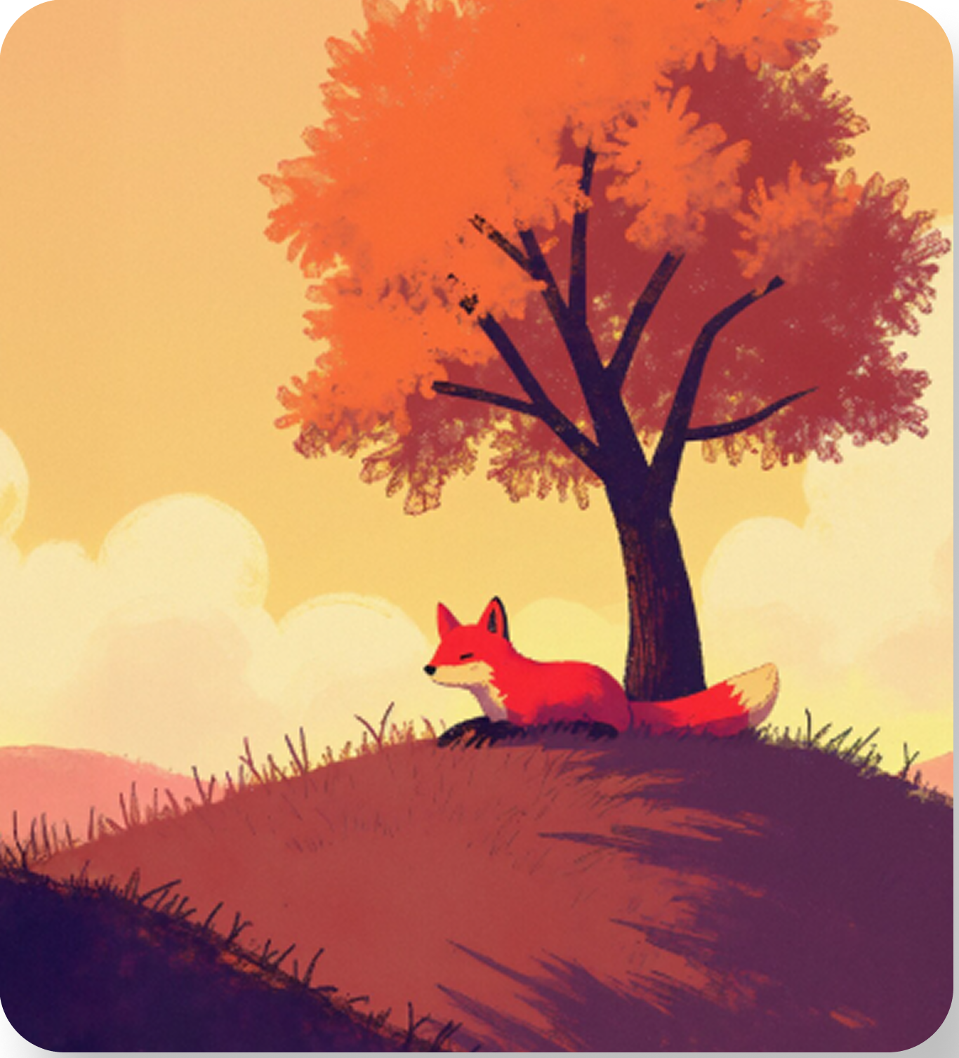 Fox under an Autumn Tree